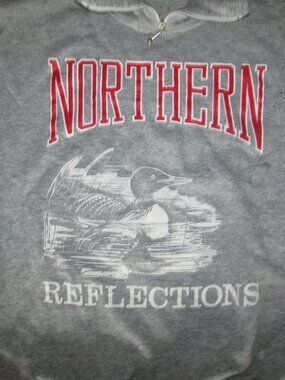 Vintage 90s Northern Reflections 1/4 Zip Sweatshirt Grey Mallard Duck
